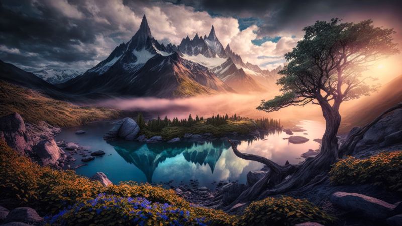 Scenic Wallpaper 4K, Morning, Sunrise, Scenery, Lake