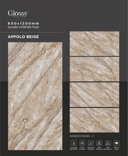 Glossy Glazed Vitrified Floor Tiles, Size: 600x1200 mm at ₹ 27/sq ft in ...