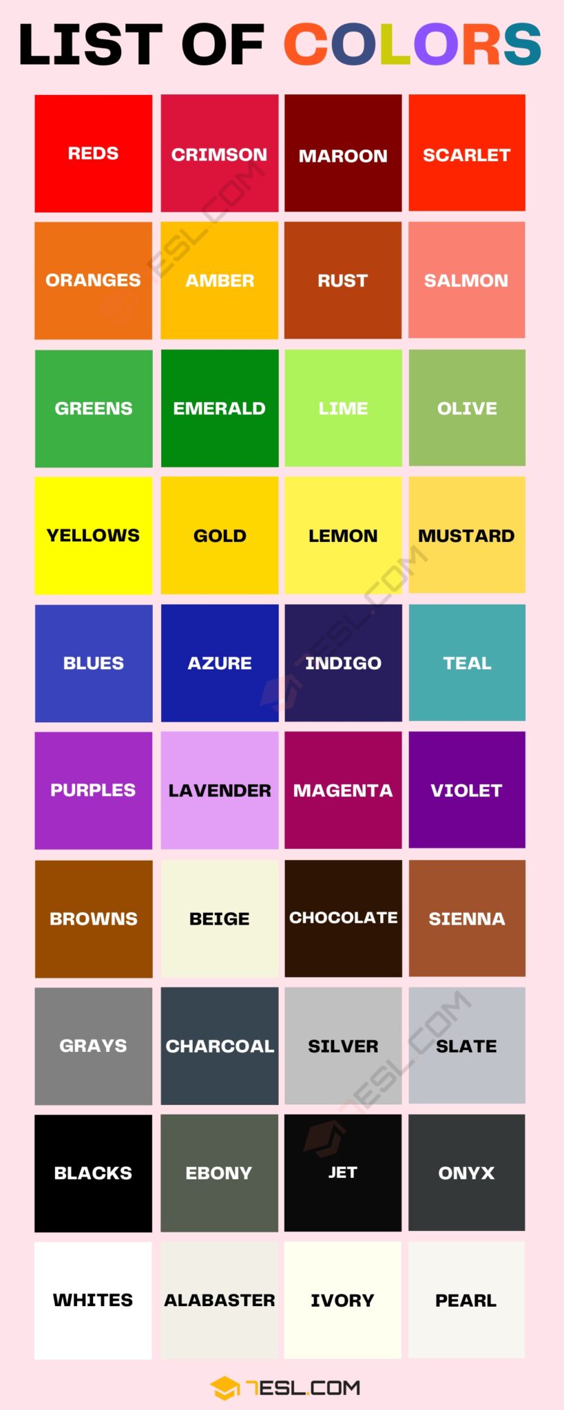Types Of Green Color Names