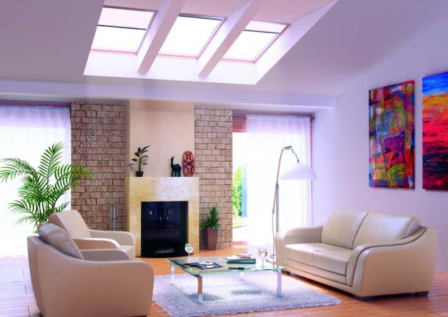 The beautiful living rooms with skylight