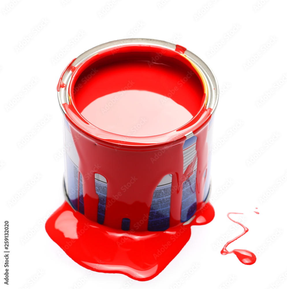 Open red paint can isolated on white background Stock Photo | Adobe Stock