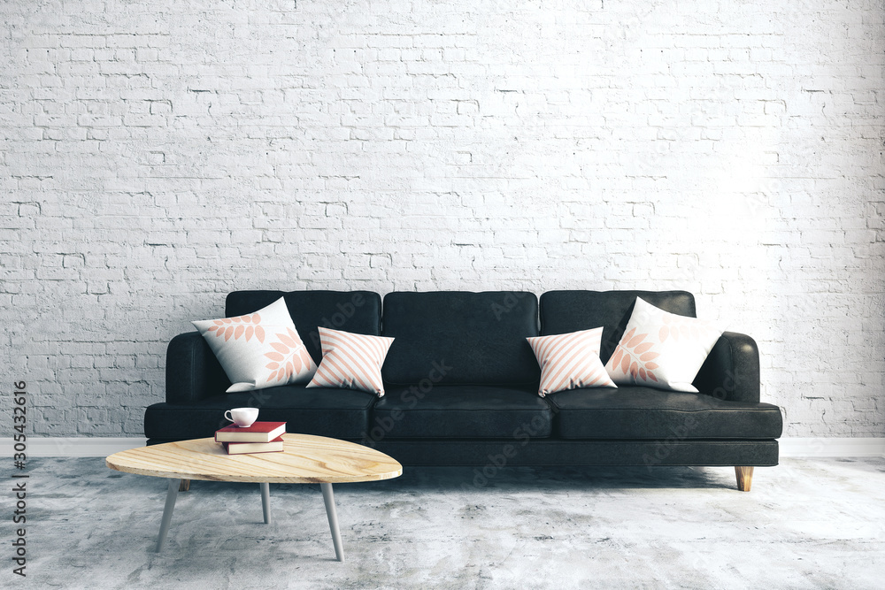 Modern brick living room Stock Photo | Adobe Stock
