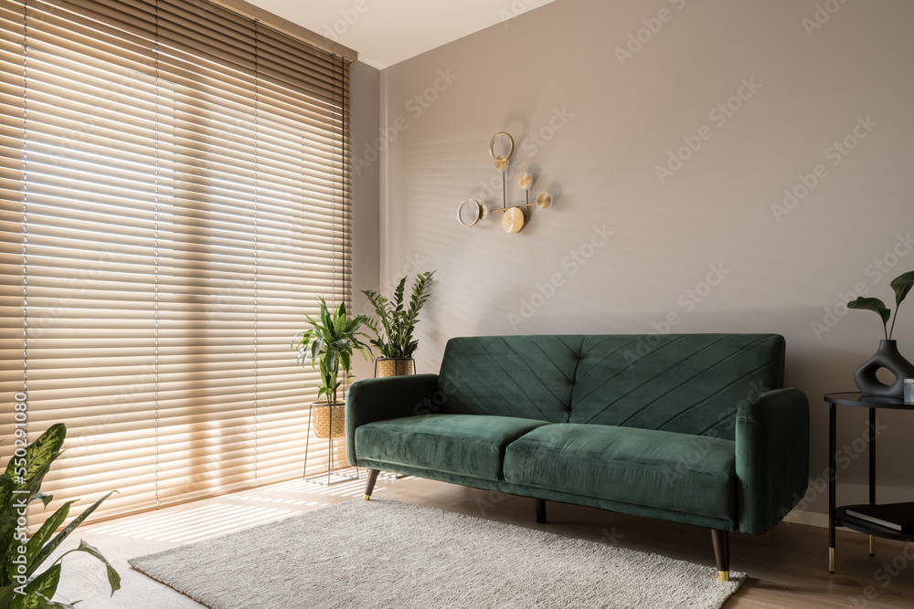 Elegant living room with big window wall Stock Photo | Adobe Stock