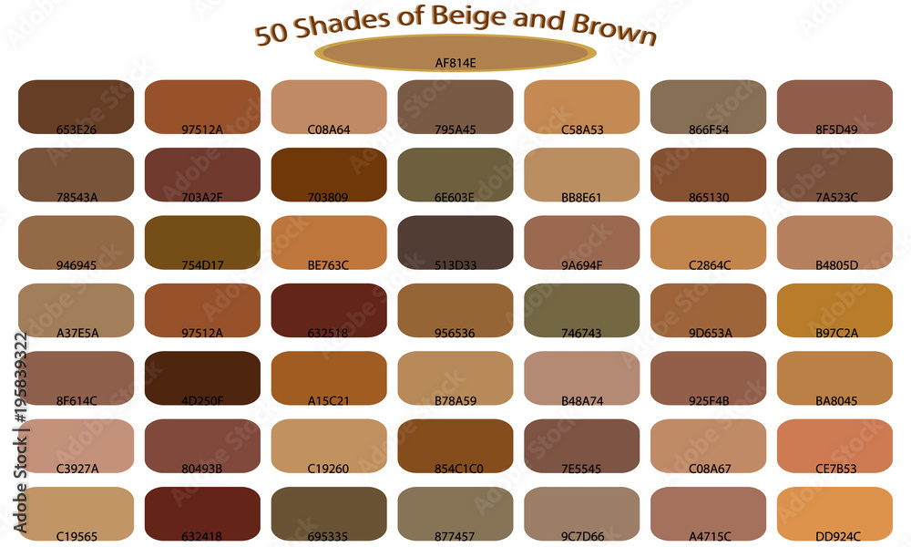 shades of brown color isolated on white background. Brown tones and ...