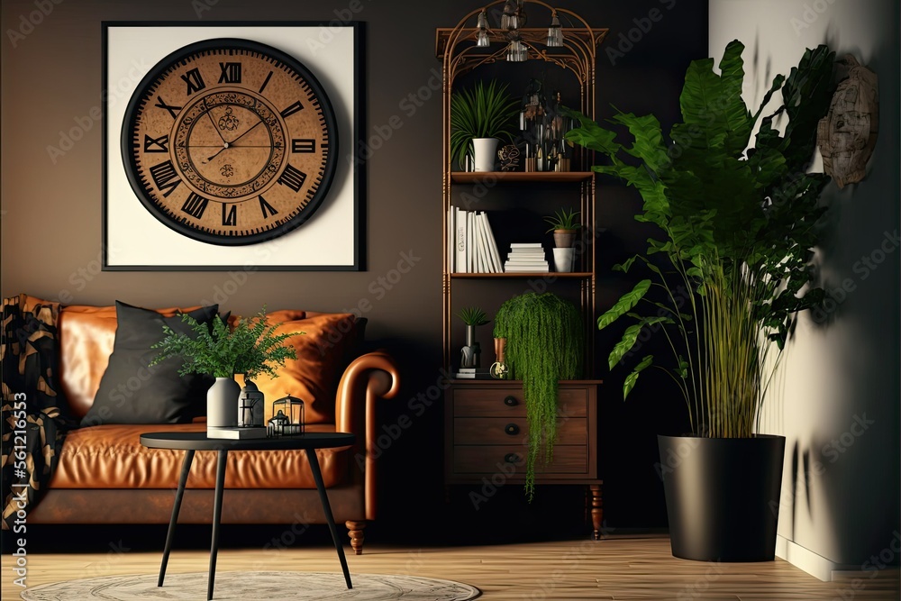 Vintage interior design of living room with design retro furnitures ...