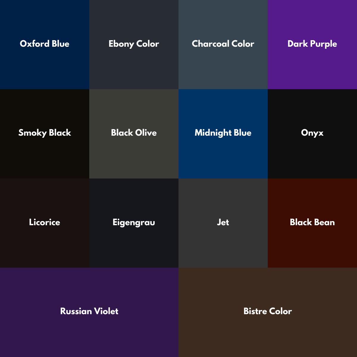 Shades Of Black: +50 Black Colors with Hex Codes