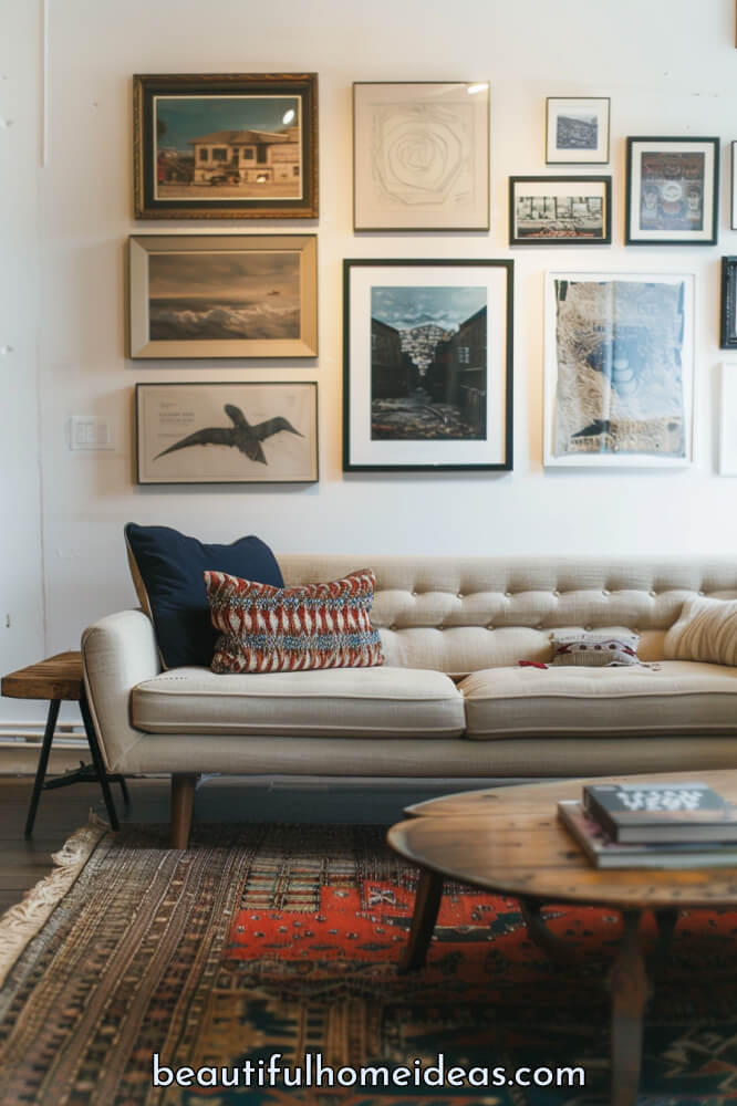 24 Amazing Living Room Gallery Wall Design Ideas - Beautiful Home Ideas