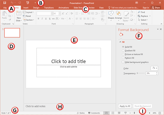 Interface - PowerPoint 2016 for Windows