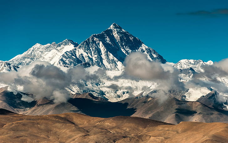 HD wallpaper: Mountains Snow China Rocks Tibet Mount Everest Blue Skies ...