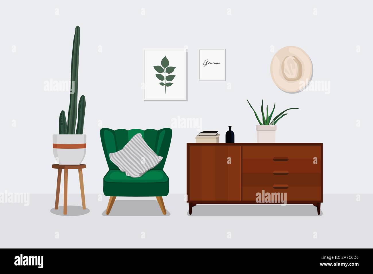 Scandinavian living room interior design Stock Vector Image & Art - Alamy