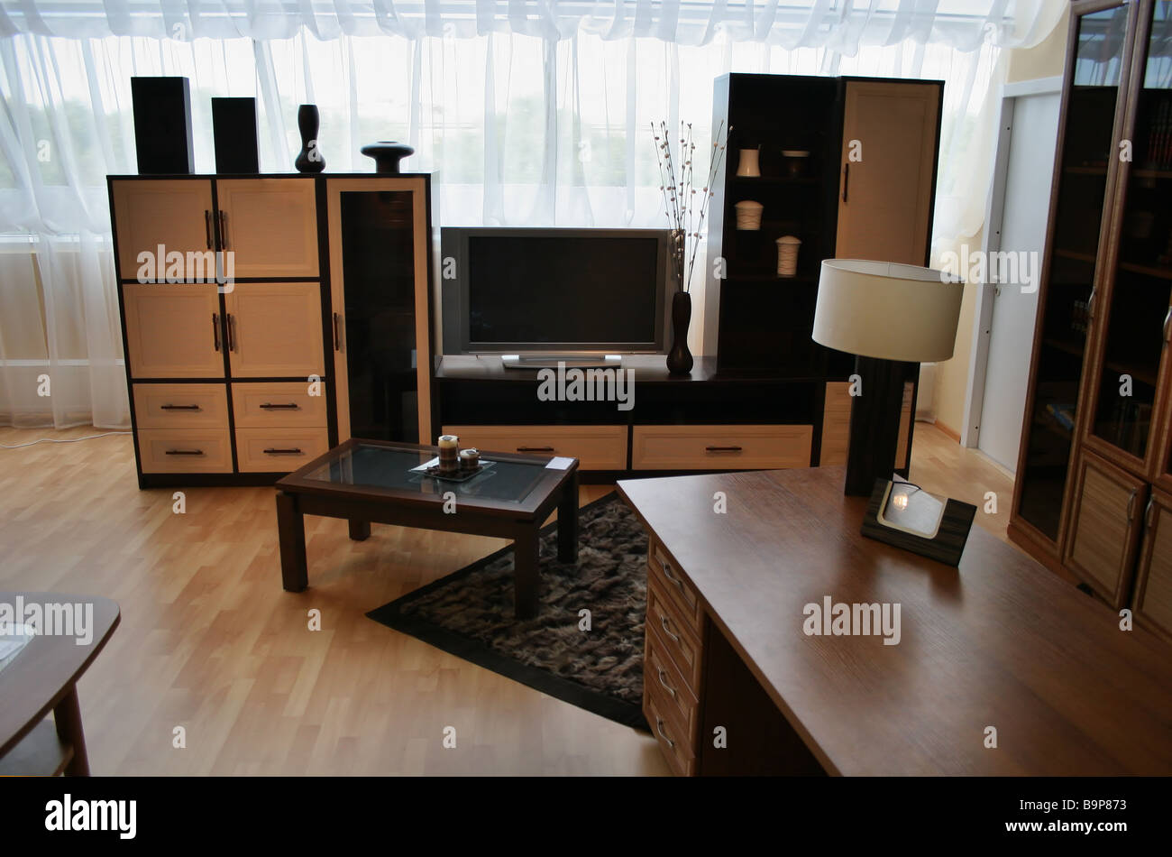 living room with big window Stock Photo - Alamy