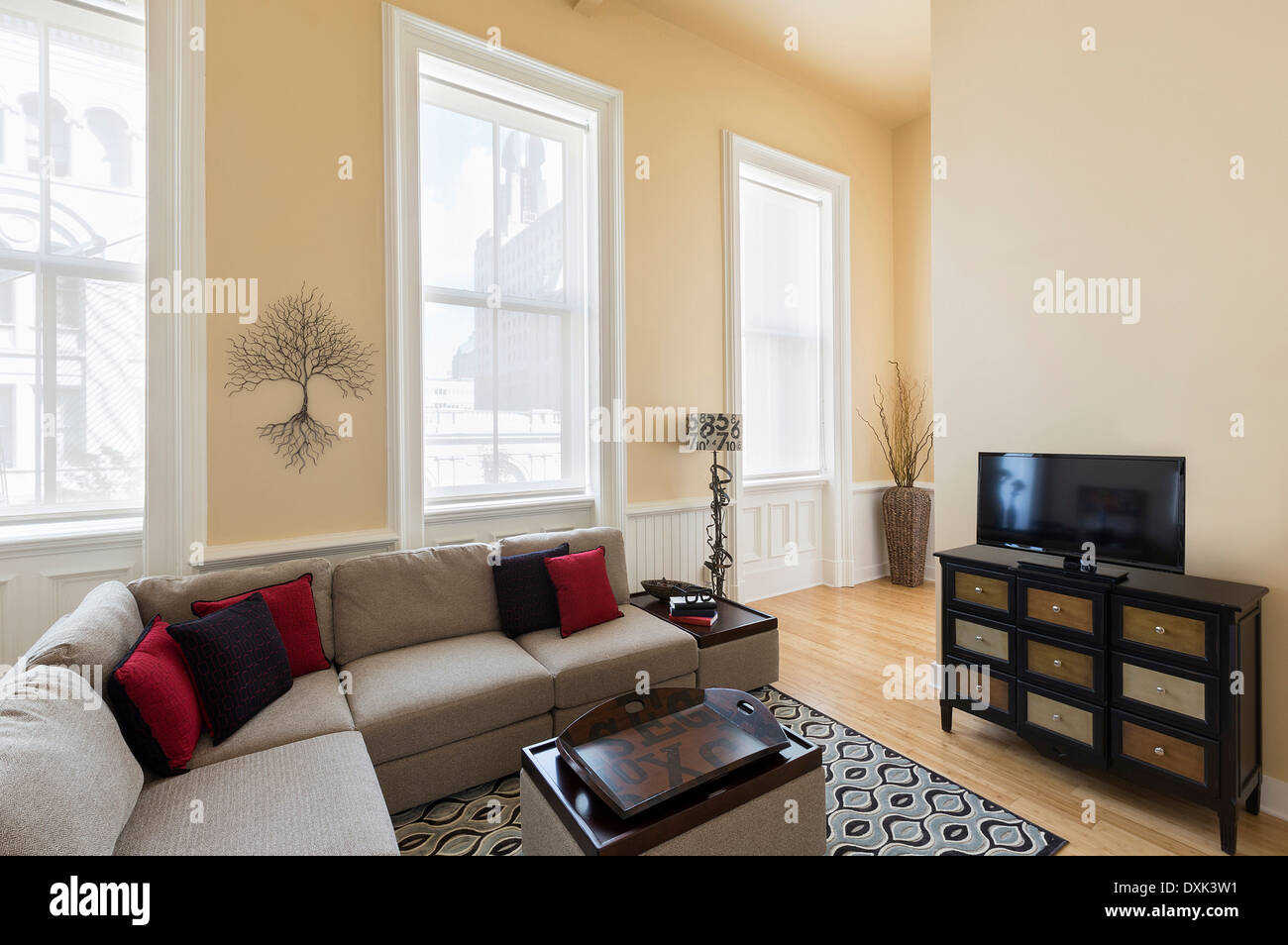 Sectional sofa in modern living room Stock Photo - Alamy