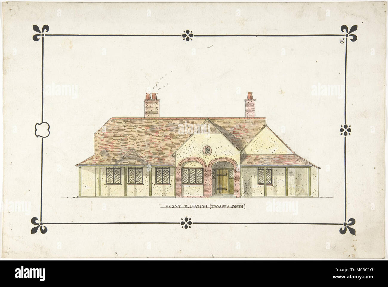 Bungalow drawing -- Front Elevation MET DP804274 Stock Photo - Alamy