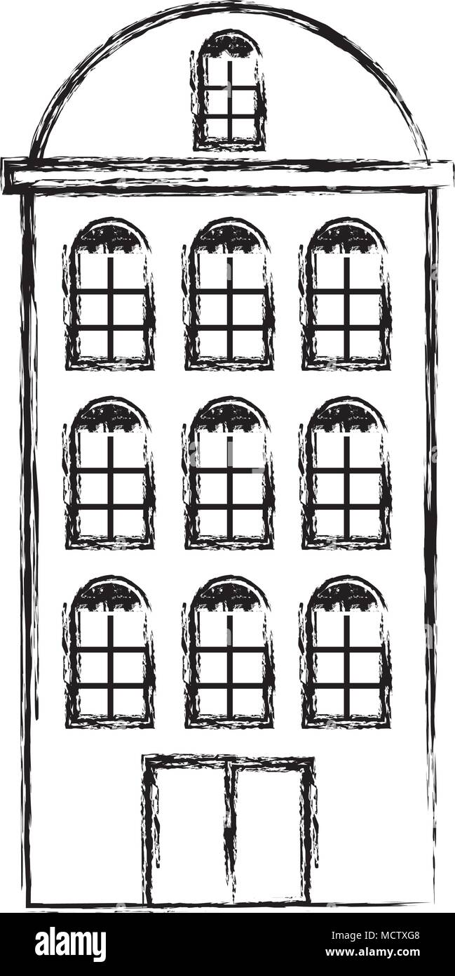 grunge modern urban building architecture with windows Stock Vector ...