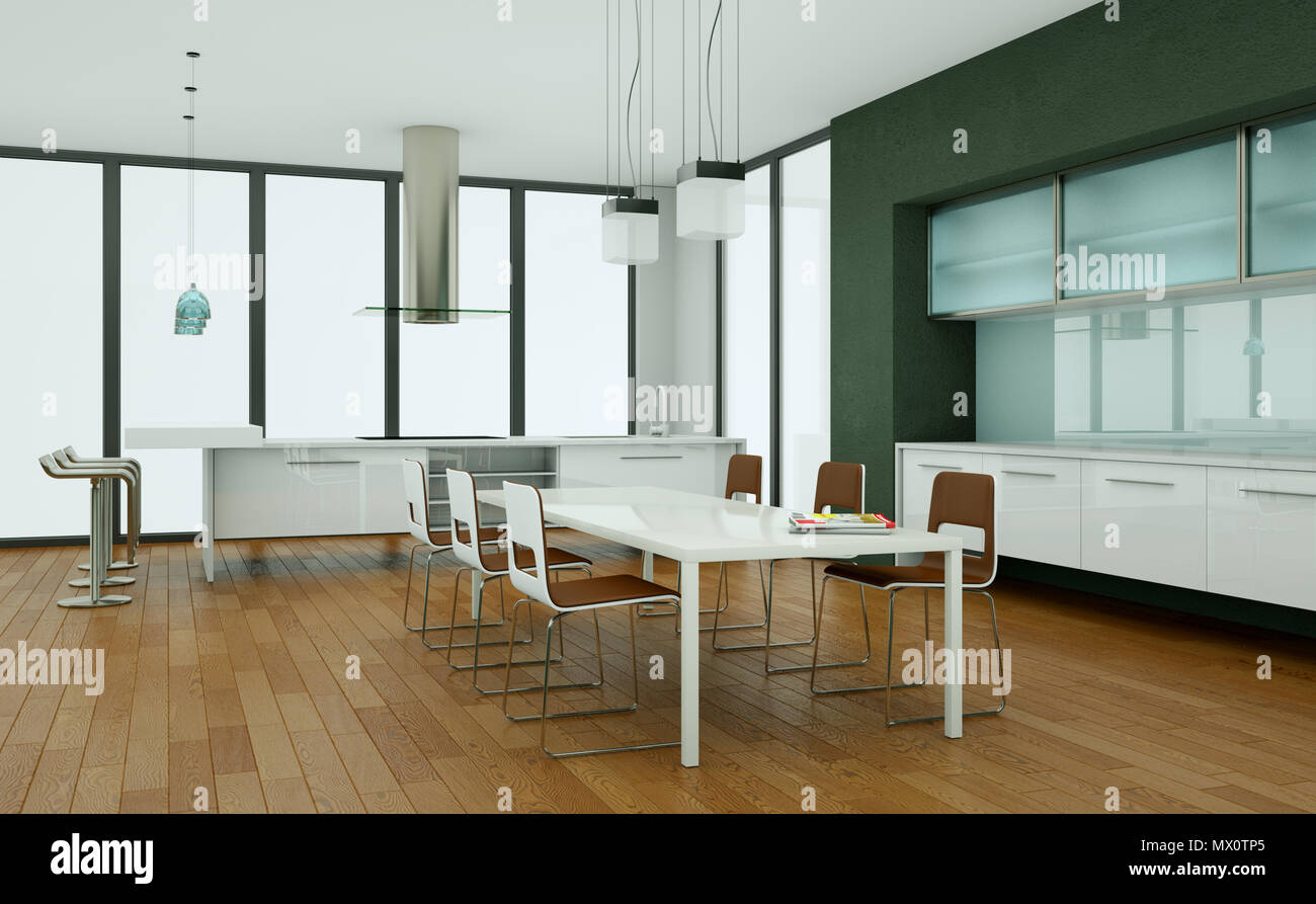 modern kitchen in a loft with grey walls Stock Photo - Alamy