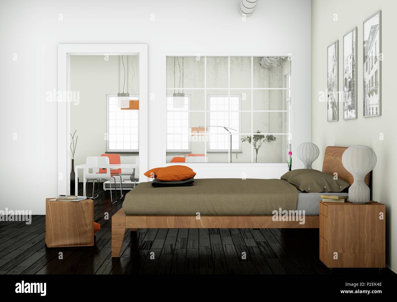 Grey modern kitchen in a loft with beautiful design Stock Photo - Alamy