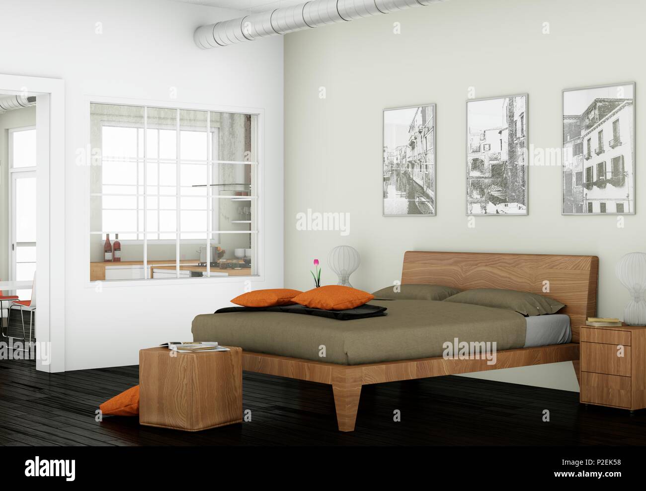 Grey modern kitchen in a loft with beautiful design Stock Photo - Alamy