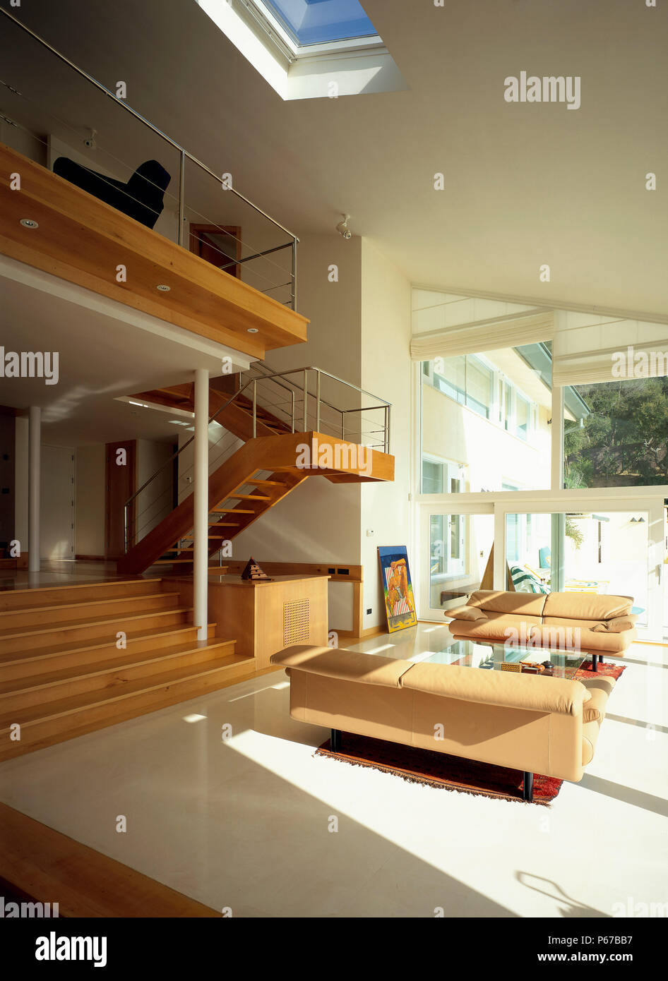 View of a living room with a skylight Stock Photo - Alamy