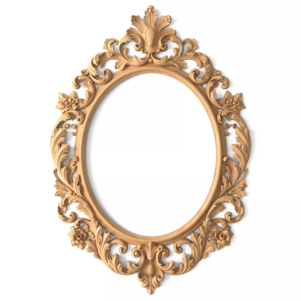 Wood Ornate Frame with Floral Elements Baroque Style