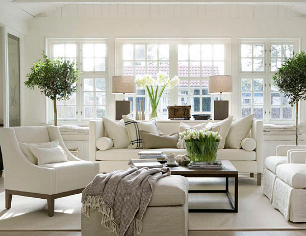beautiful white living room design | Decorating with Bright, Modern ...