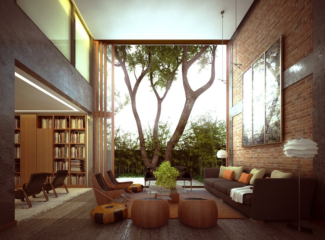 Living Rooms With Exposed Brick Walls