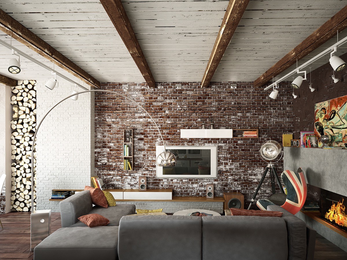 Brick Wall Living Room Interior Design | Online Information