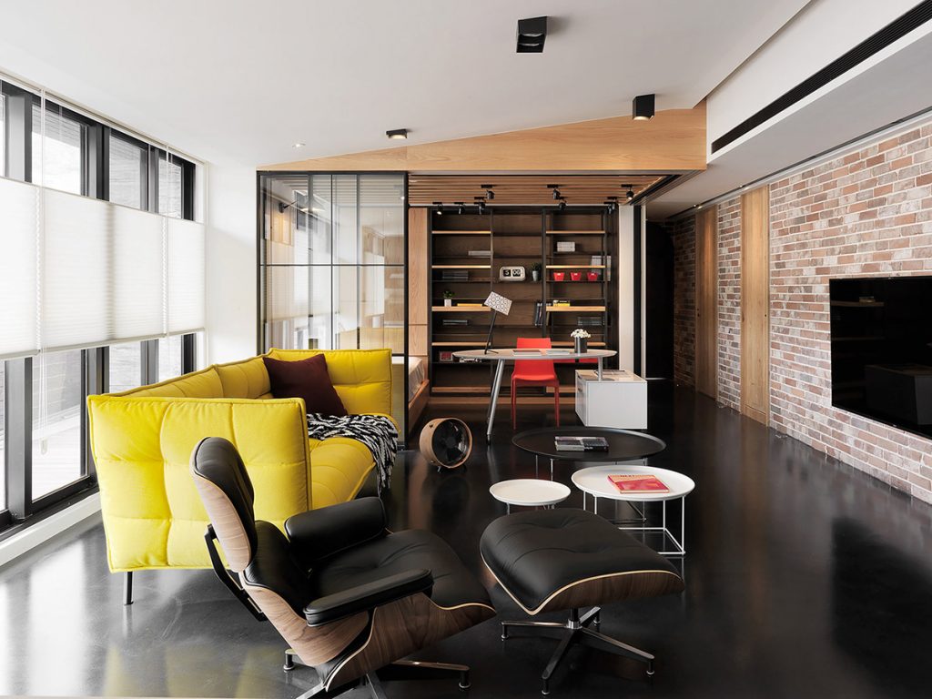 brick wall living room | Interior Design Ideas
