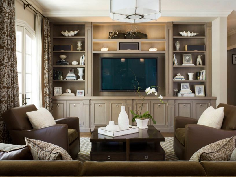 Traditional living room with built in shelves - Home Decorating Trends ...