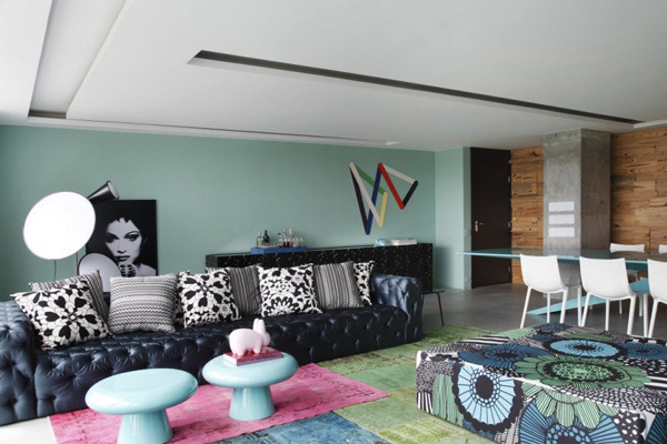 Cool Color Schemes - Open Living Room Interior