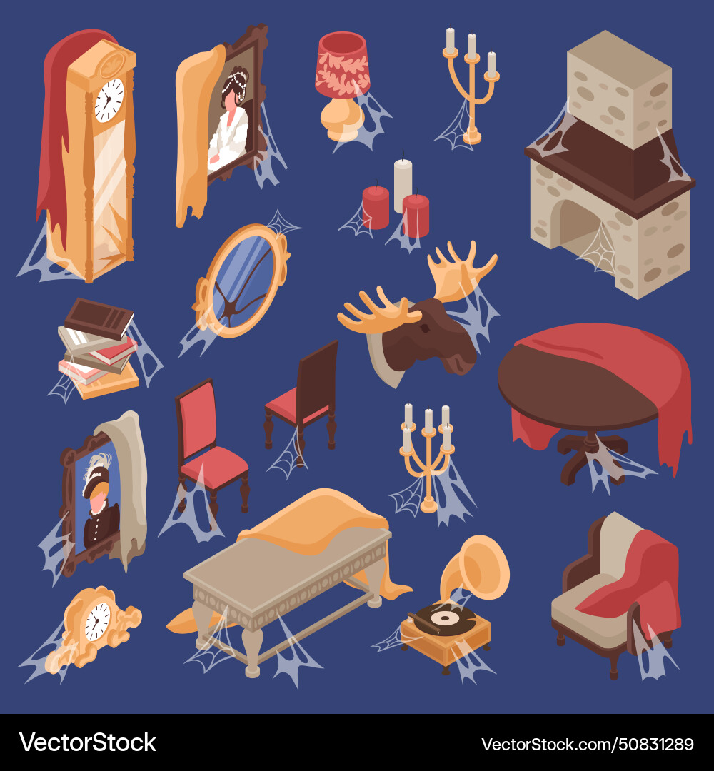 Old room set Royalty Free Vector Image - VectorStock