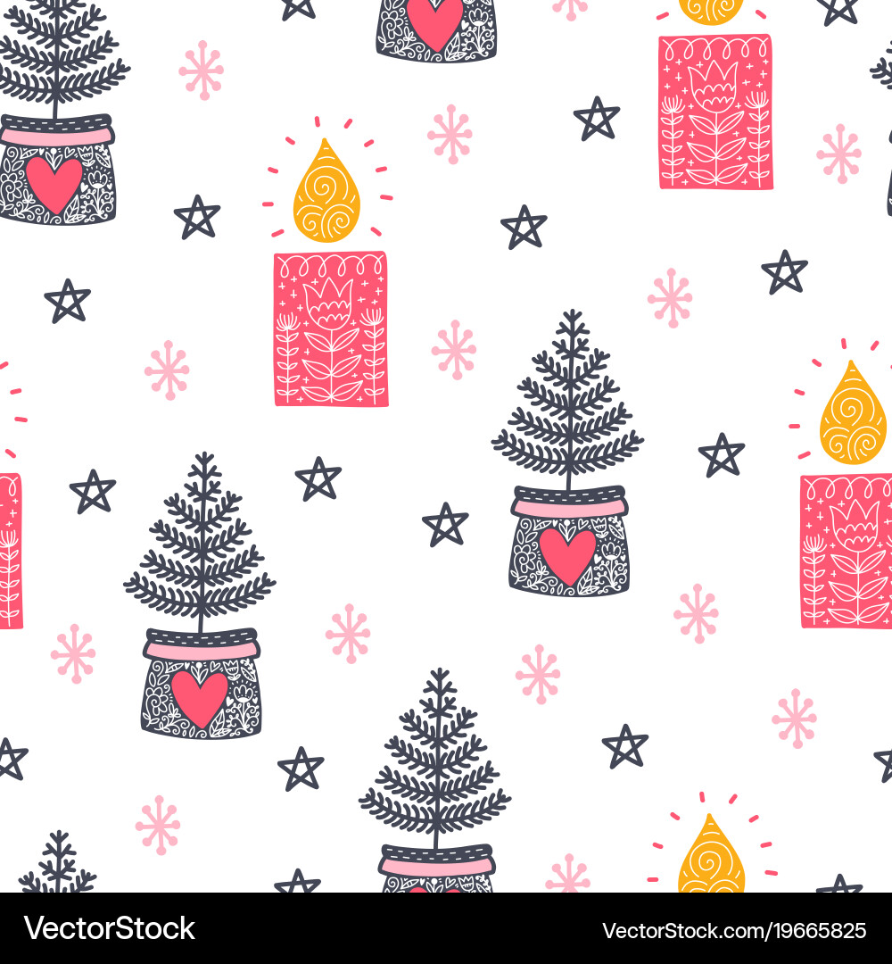 Seamless hygge scandinavian pattern Royalty Free Vector