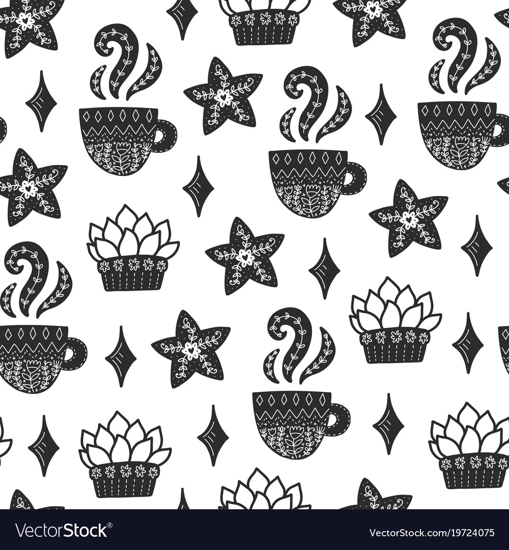 Seamless hygge scandinavian pattern Royalty Free Vector