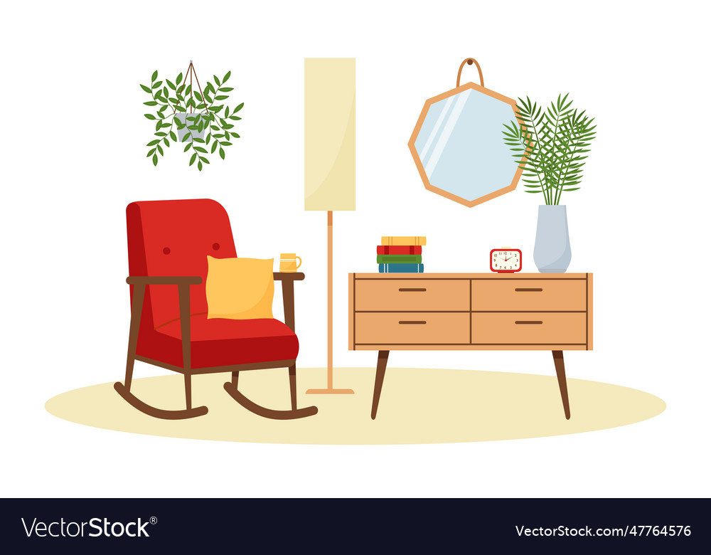 Vintage living room interior Royalty Free Vector Image