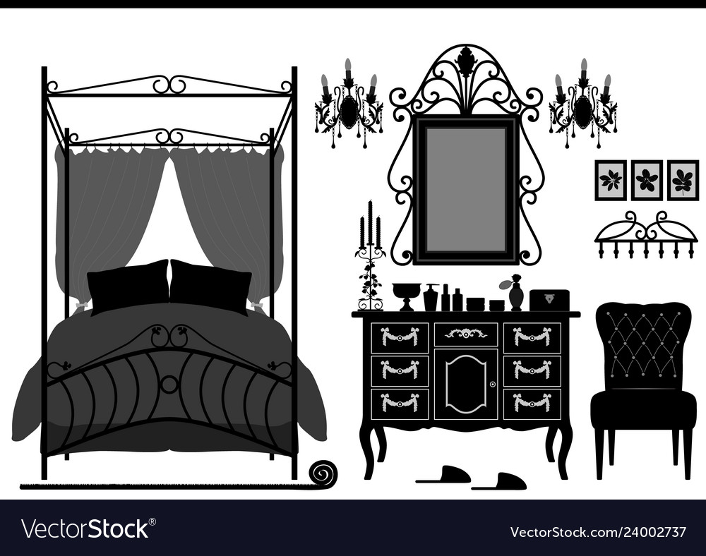Royal bedroom room old antique victorian Vector Image