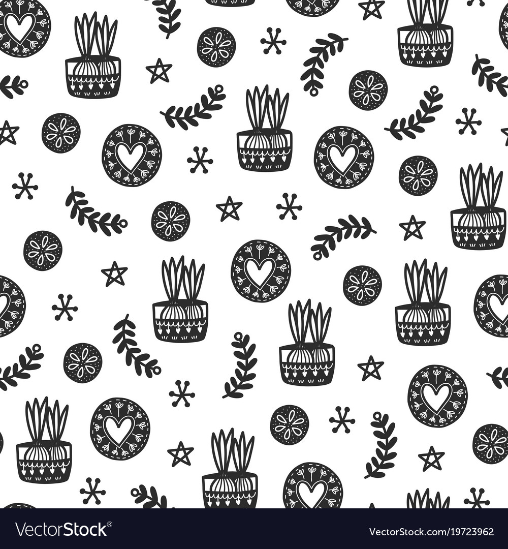 Seamless hygge scandinavian pattern Royalty Free Vector