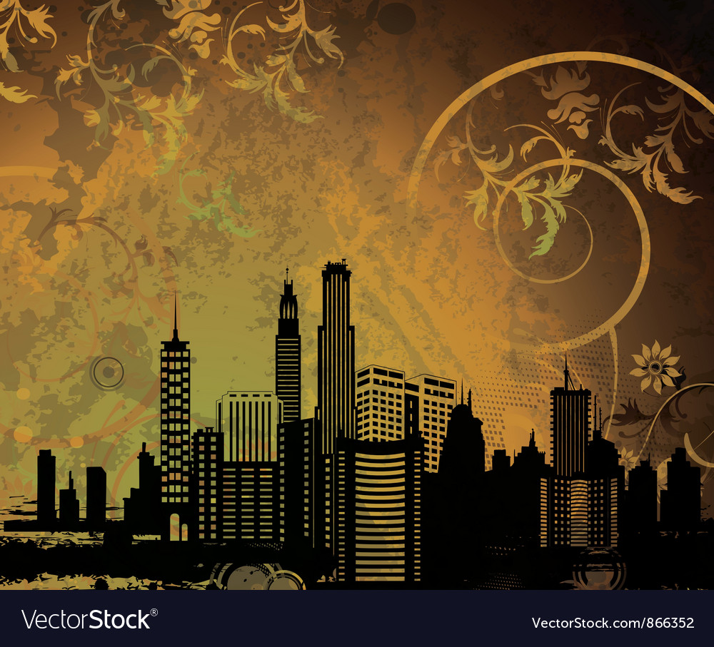 City with grunge Royalty Free Vector Image - VectorStock