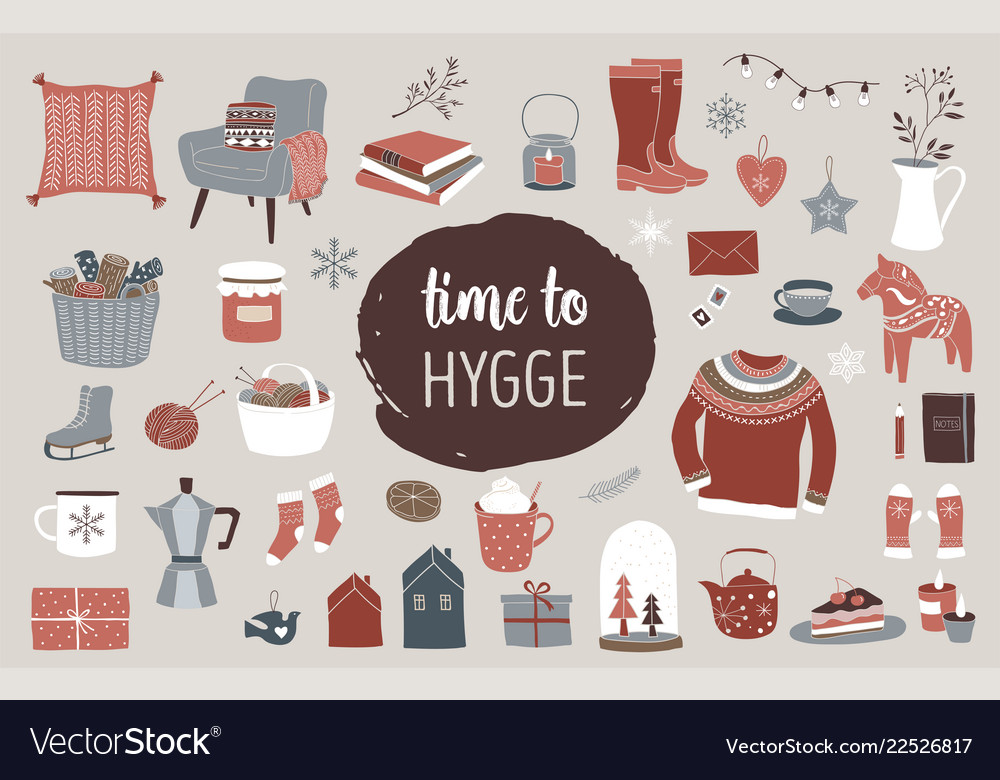 Nordic scandinavian winter elements and hygge Vector Image
