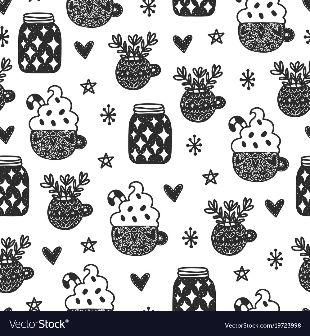 Seamless hygge scandinavian pattern Royalty Free Vector