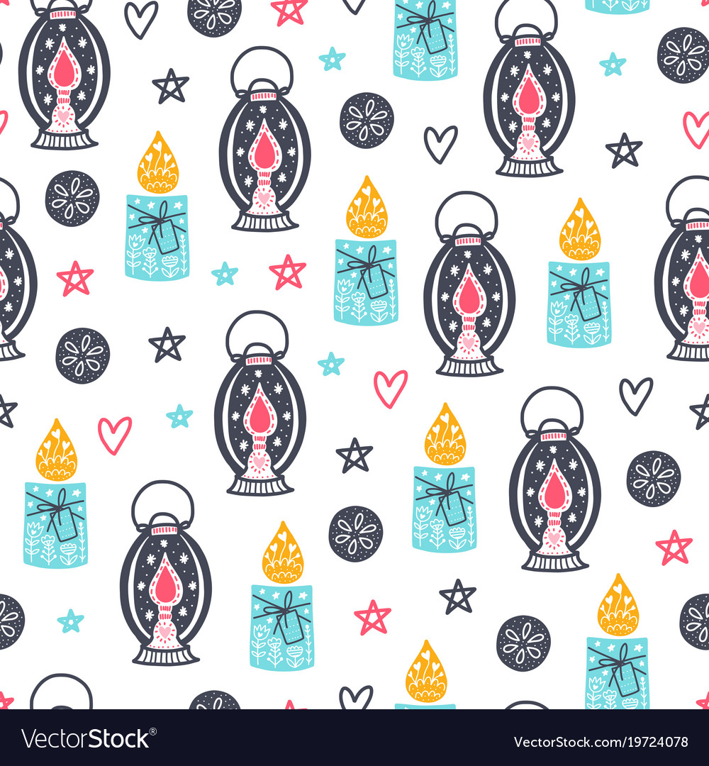 Seamless hygge scandinavian pattern Royalty Free Vector