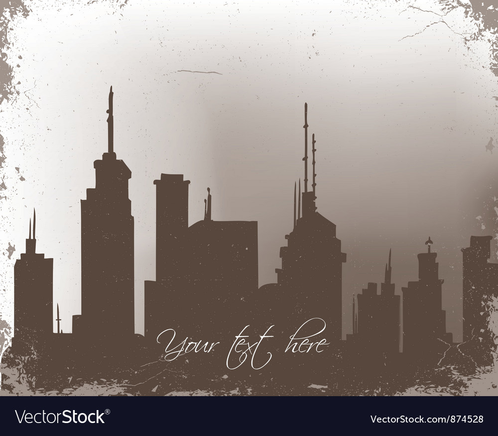 Grunge background with city Royalty Free Vector Image