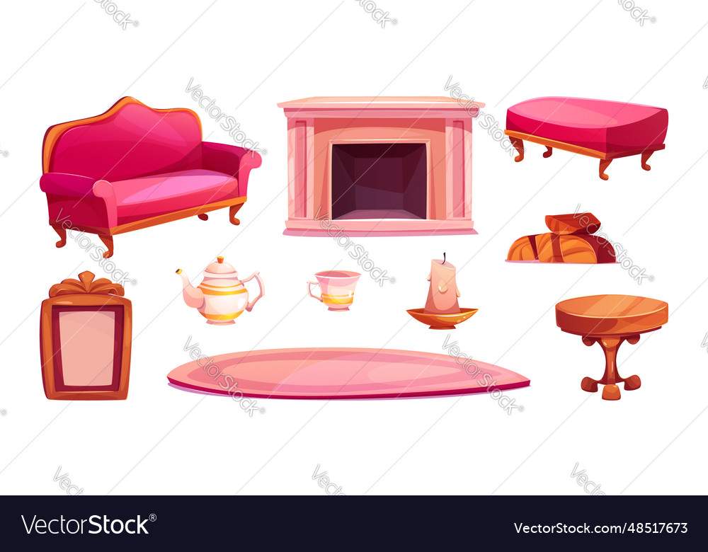 Victorian living room interior design elements Vector Image