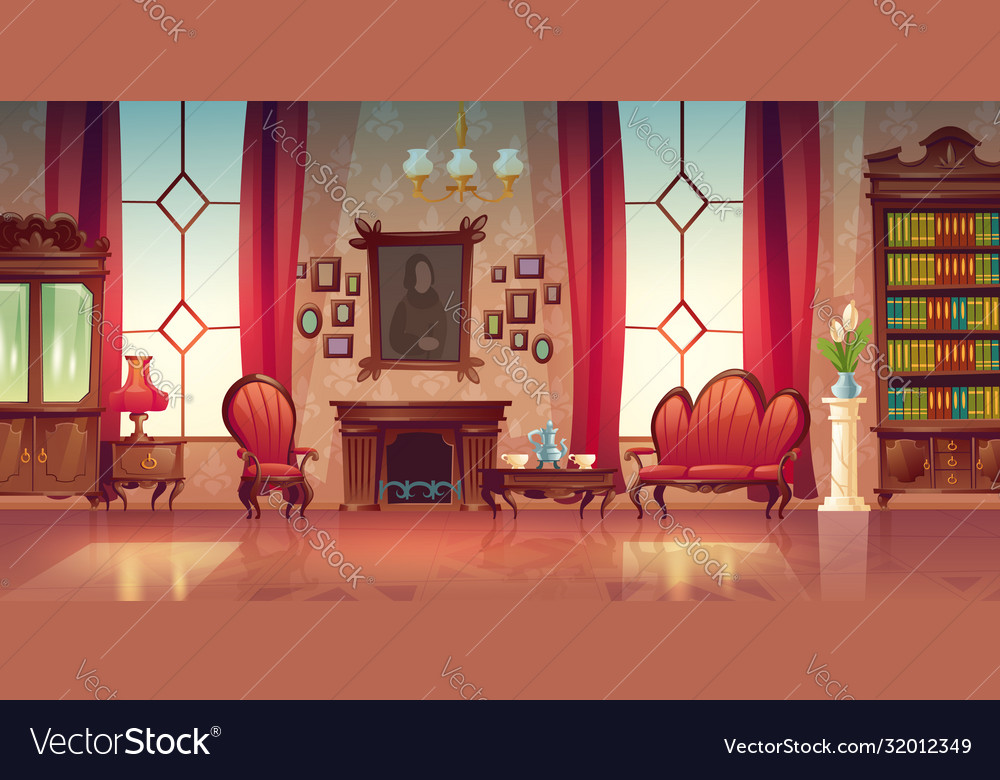 Interior victorian living room Royalty Free Vector Image