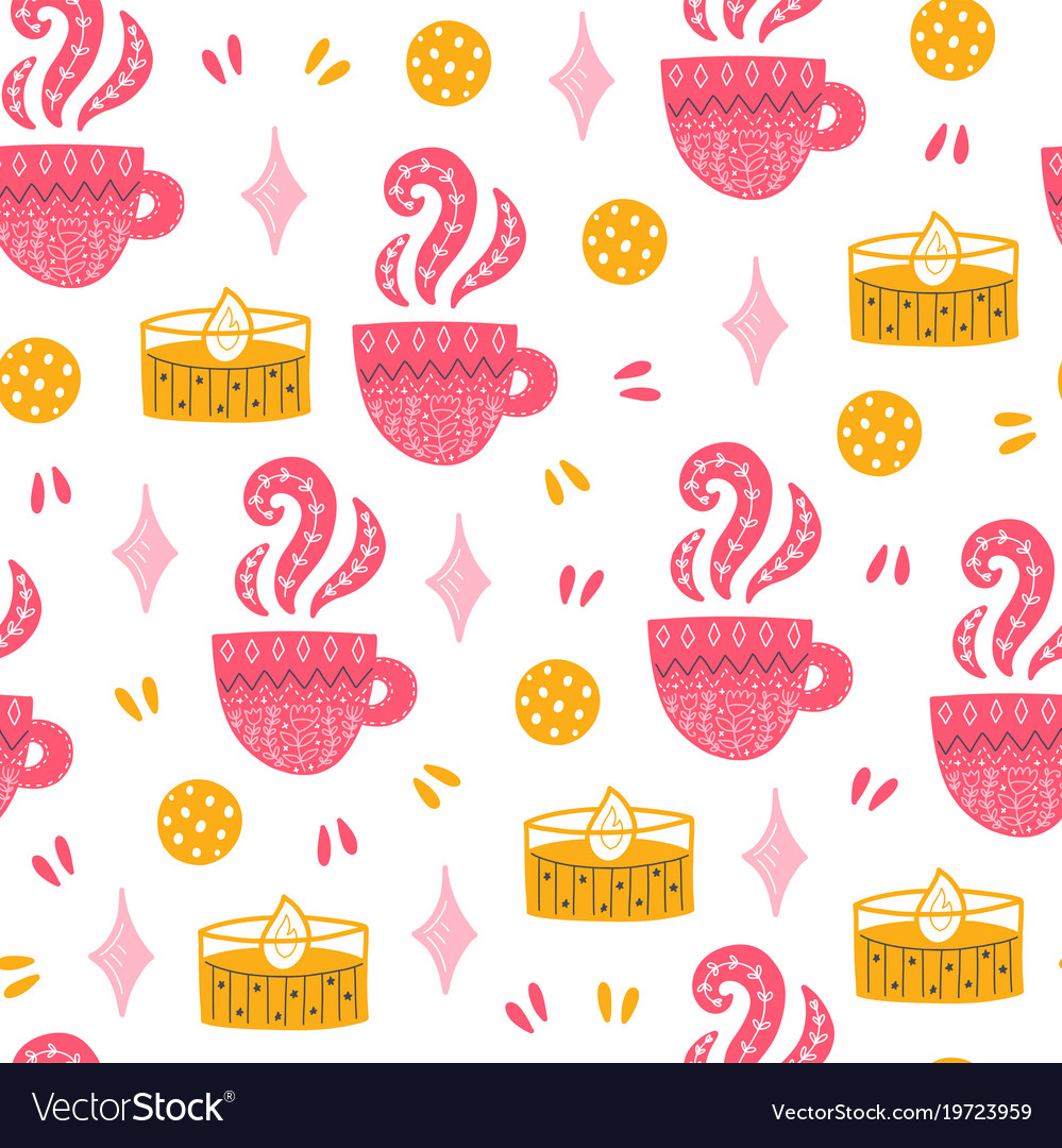 Seamless hygge scandinavian pattern Royalty Free Vector
