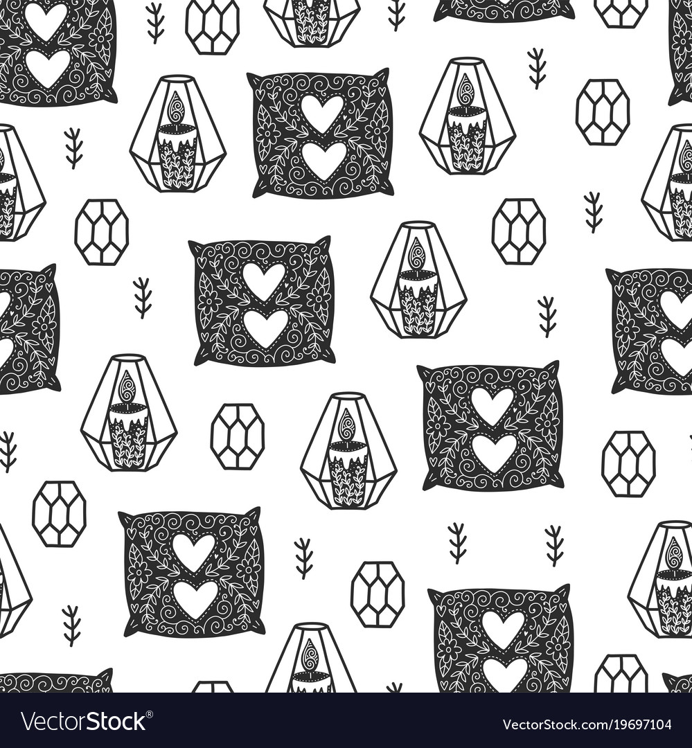 Seamless hygge scandinavian pattern Royalty Free Vector