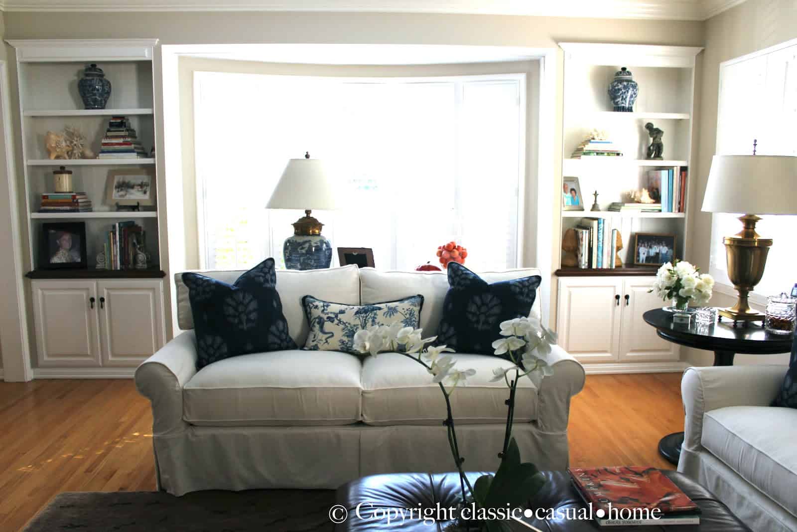 New White and Blue Living Room Project | Classic Casual Home