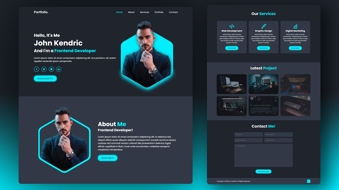 Responsive Personal Portfolio Website using HTML CSS Javascript