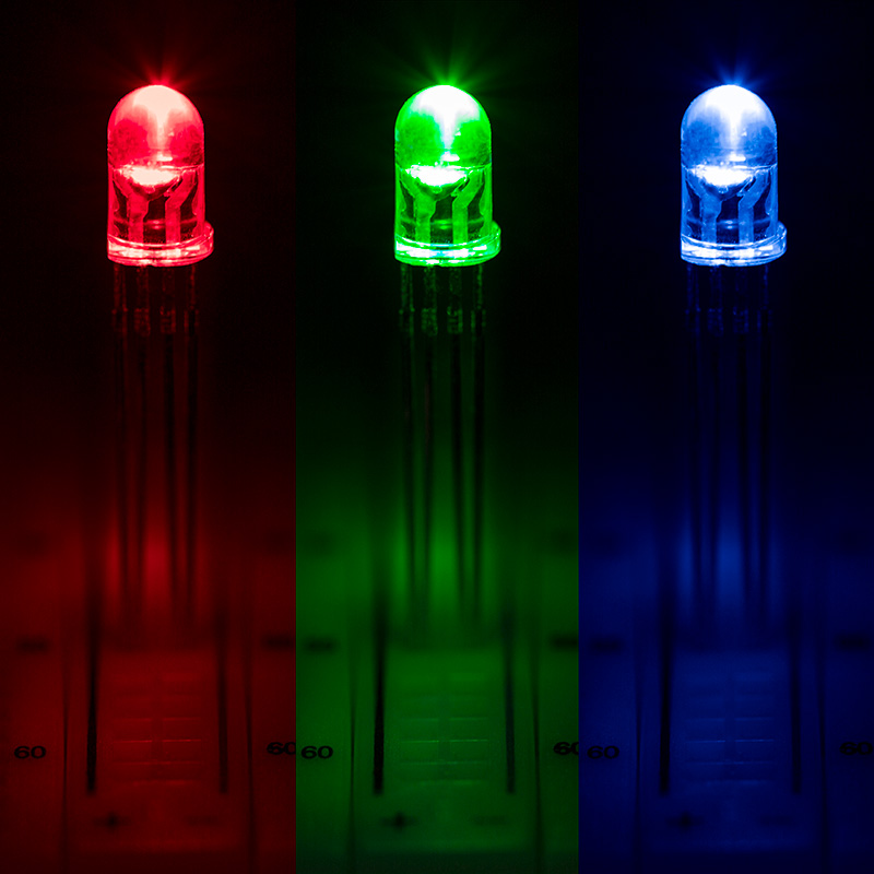 5mm Clear Tri-Color LED - RGB T1 3/4 LED w/ 15 Degree Viewing Angle ...