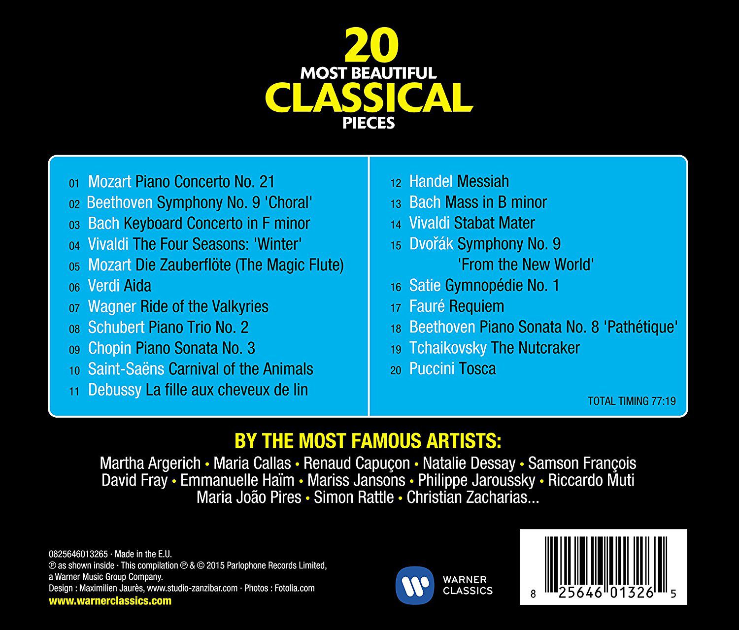Çeşitli Sanatçılar: 20 Most Beautiful Classical Pieces - CD | Opus3a