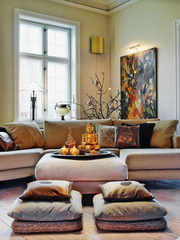 Floor cushions in the interior: 25 cool ideas in different styles