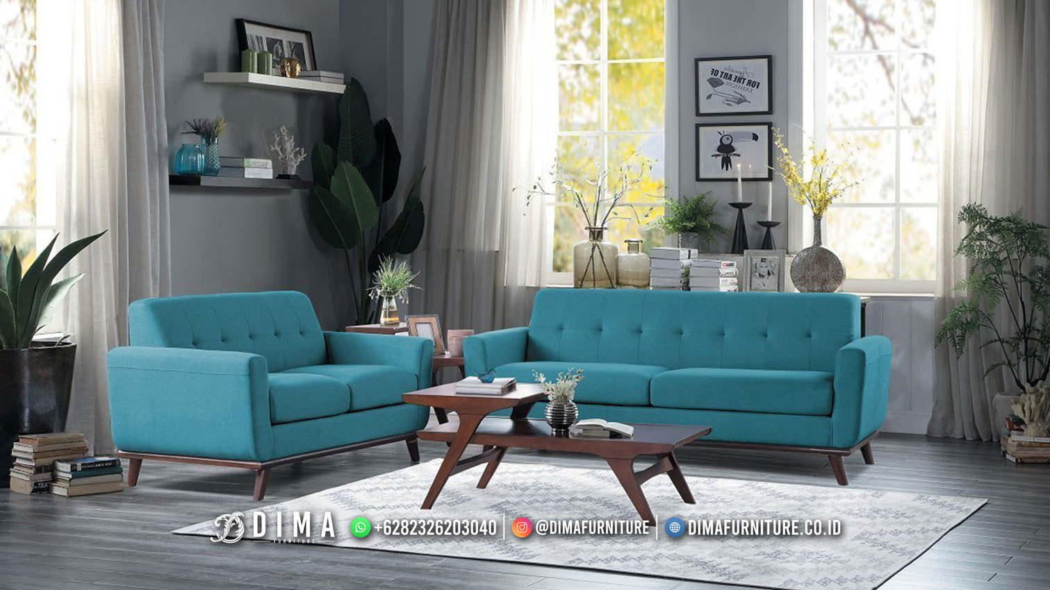 Sofa Ruang Tamu Set Kursi Jati Modern Top Solid Wood DF-2548